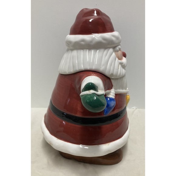Ceramic Santa Holding Lights Cookie Jar - Asia Master Group - 12" Christmas Item - Picture 8 of 13